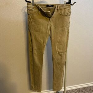 Express men’s tan/khaki skinny stretch jeans, size 32x34